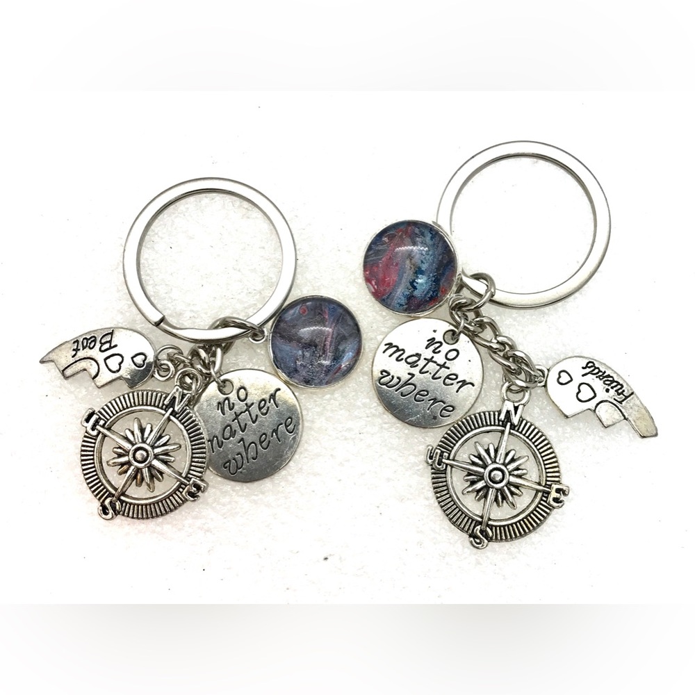 Keychain Best Friends No matter where Pair with handmade domes